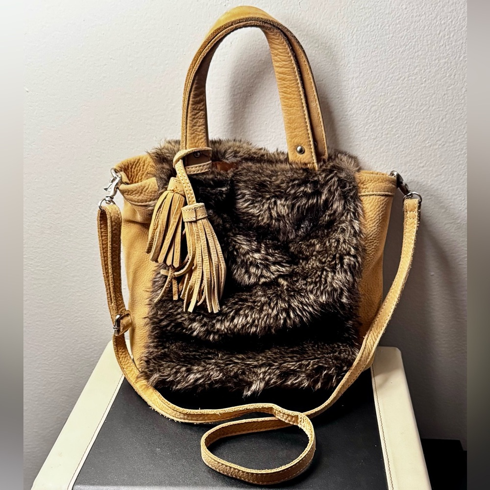 Anthropologie Plateau Faux Fur Handbag